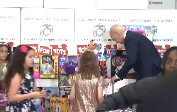 Biden Walks Around Aimlessly, Tries Riding Children's Bike During Toys for Tots Event