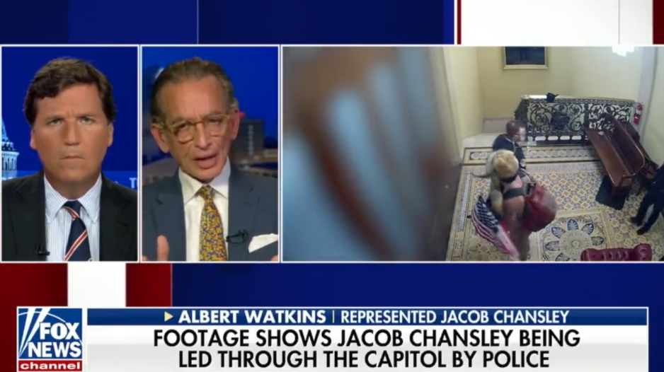 WATCH: Lawyer For 'QAnon Shaman' Reveals He Had Never Seen New Footage Until Tucker Carlson Aired It On Fox News