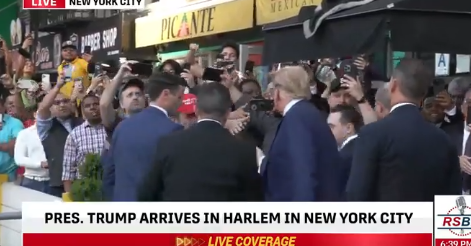 WATCH: Crowd In Deep Blue NYC Chants 'Four More Years' As Trump Visits Harlem Bodega