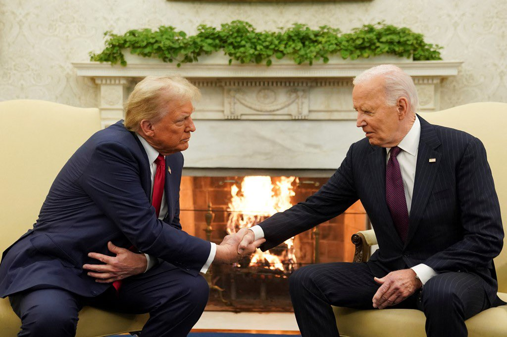 Trump And Biden Share Laugh During Historic Meeting