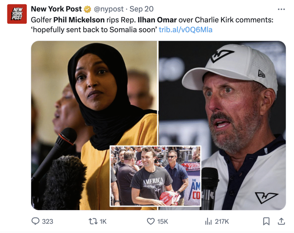 Legendary Pro Golfer Rips Ilhan Omar: ‘Back To Somalia’